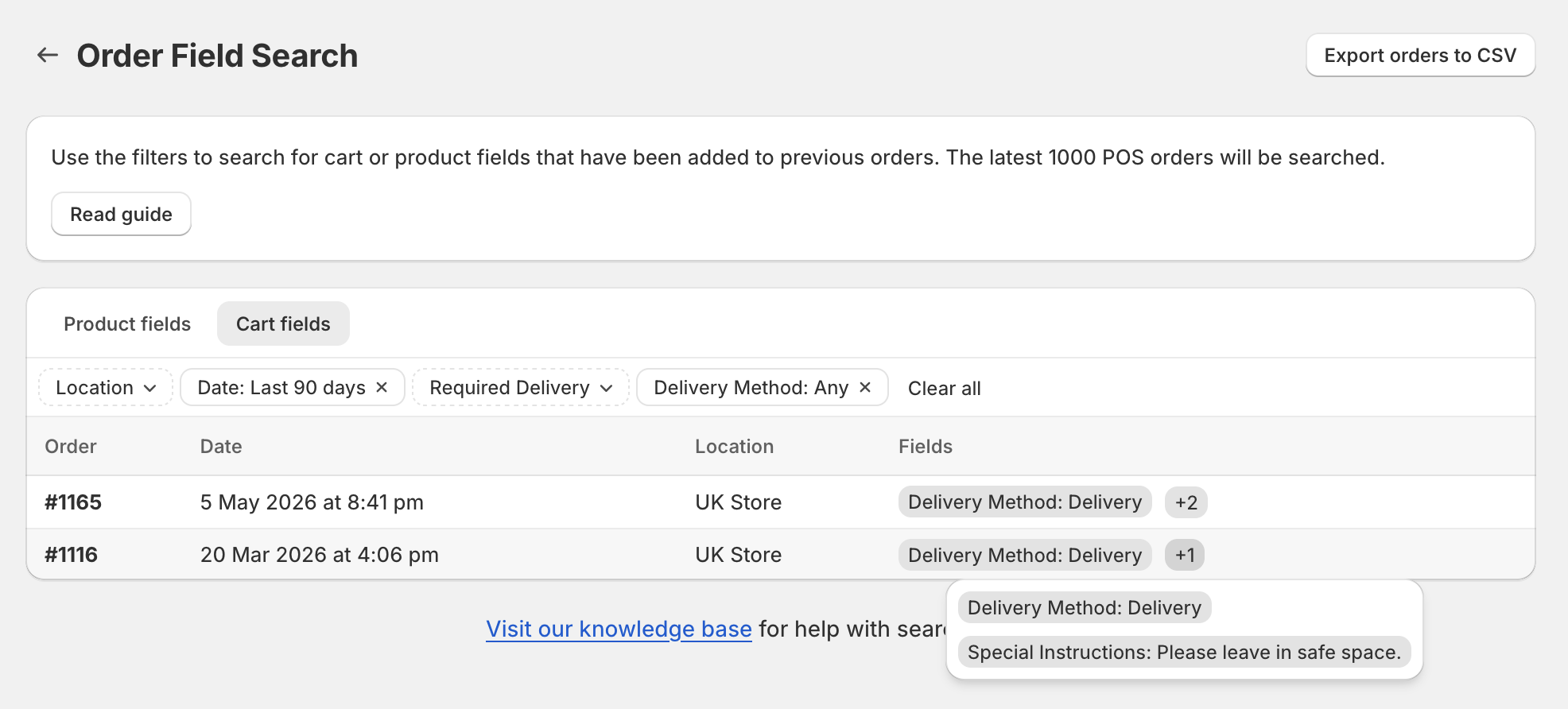Cart orders