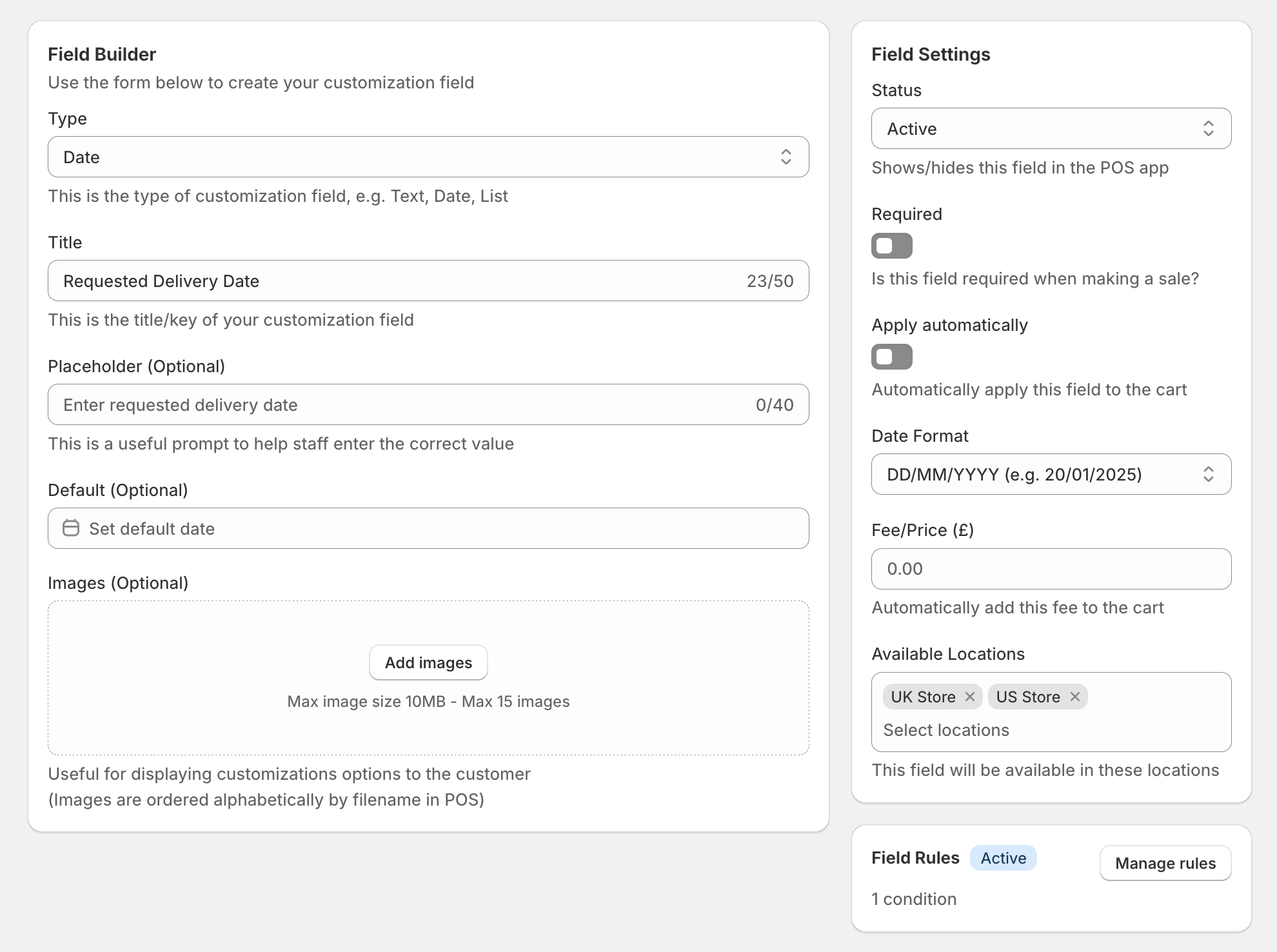 Create a date field