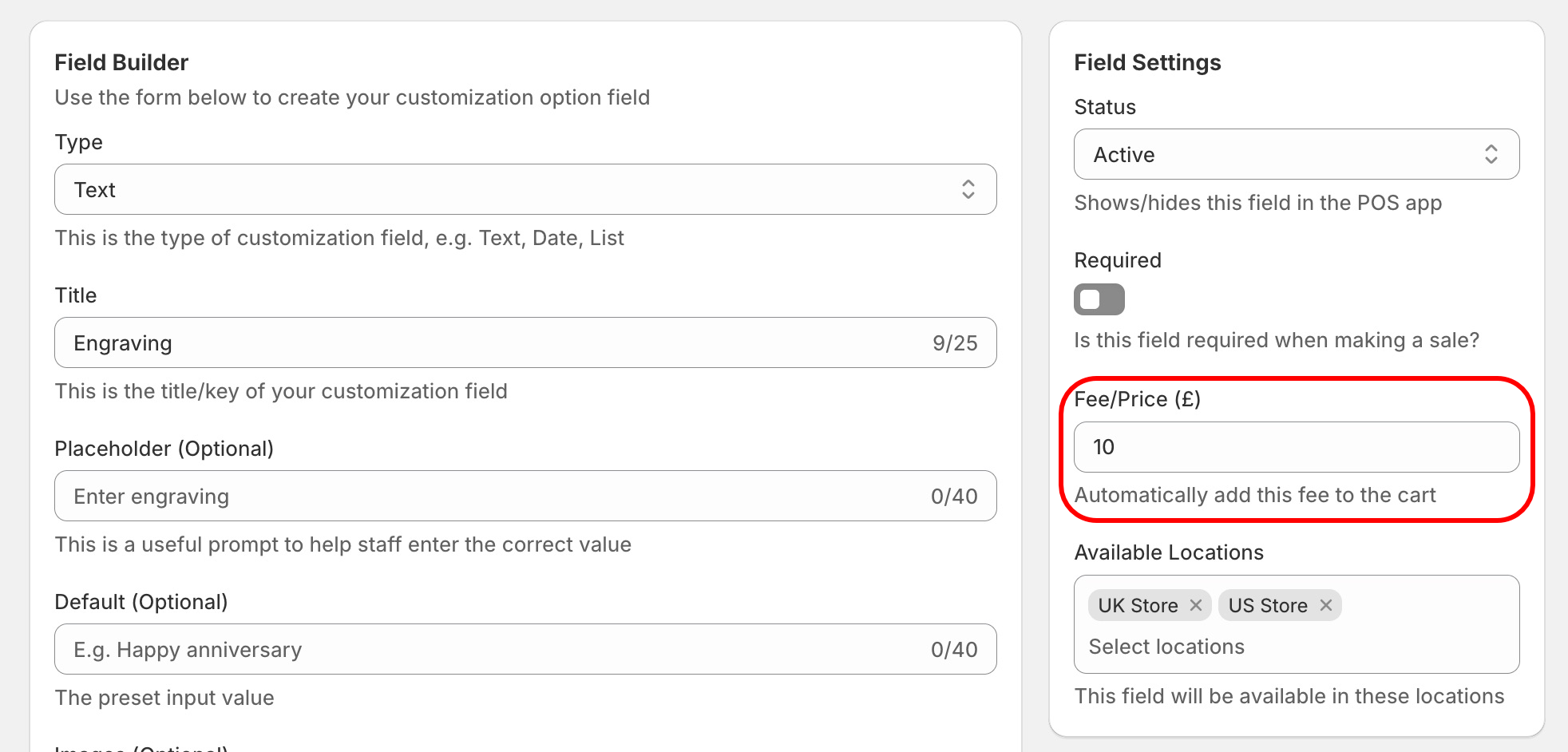 Enable fees