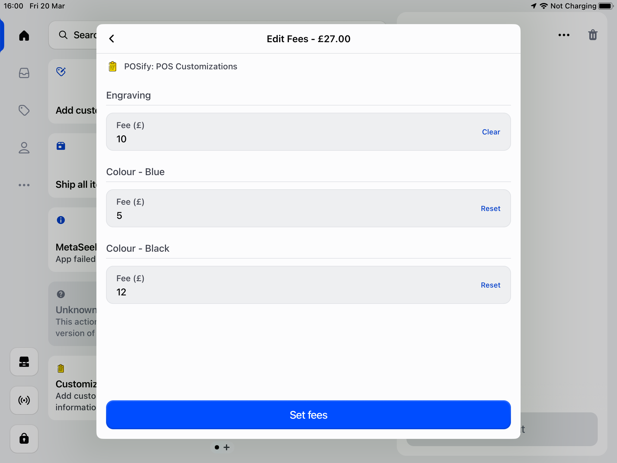 Product edit fees
