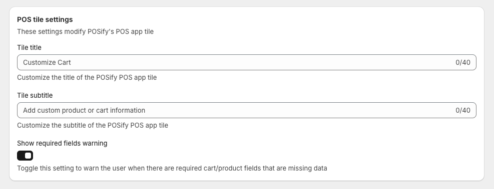 Show required fields alert setting