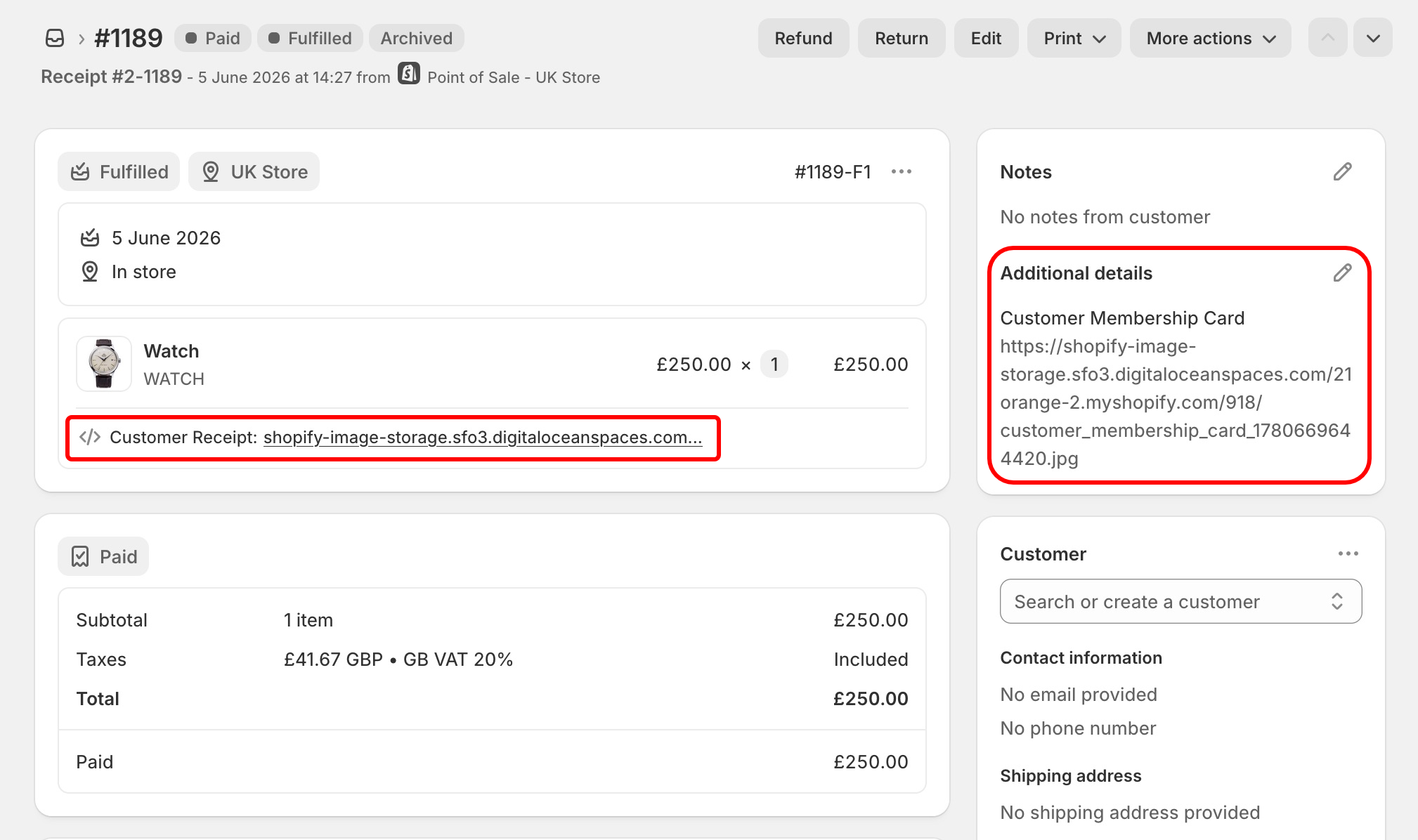 Shopify admin