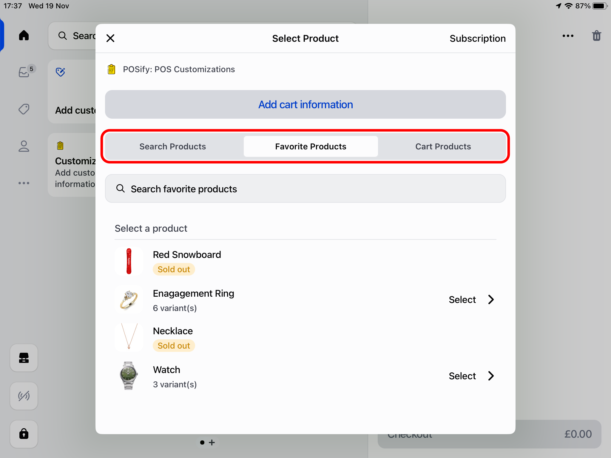 POS tabs